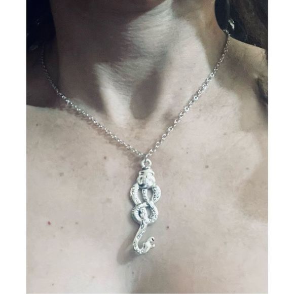 SILVER GOTH SNAKE NECKLACE - Picture 2 of 7